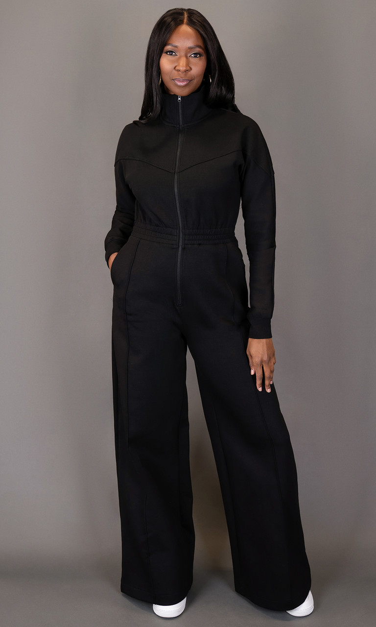 Tall Women's Black Sweat Jumpsuit | Tall Sweatsuits