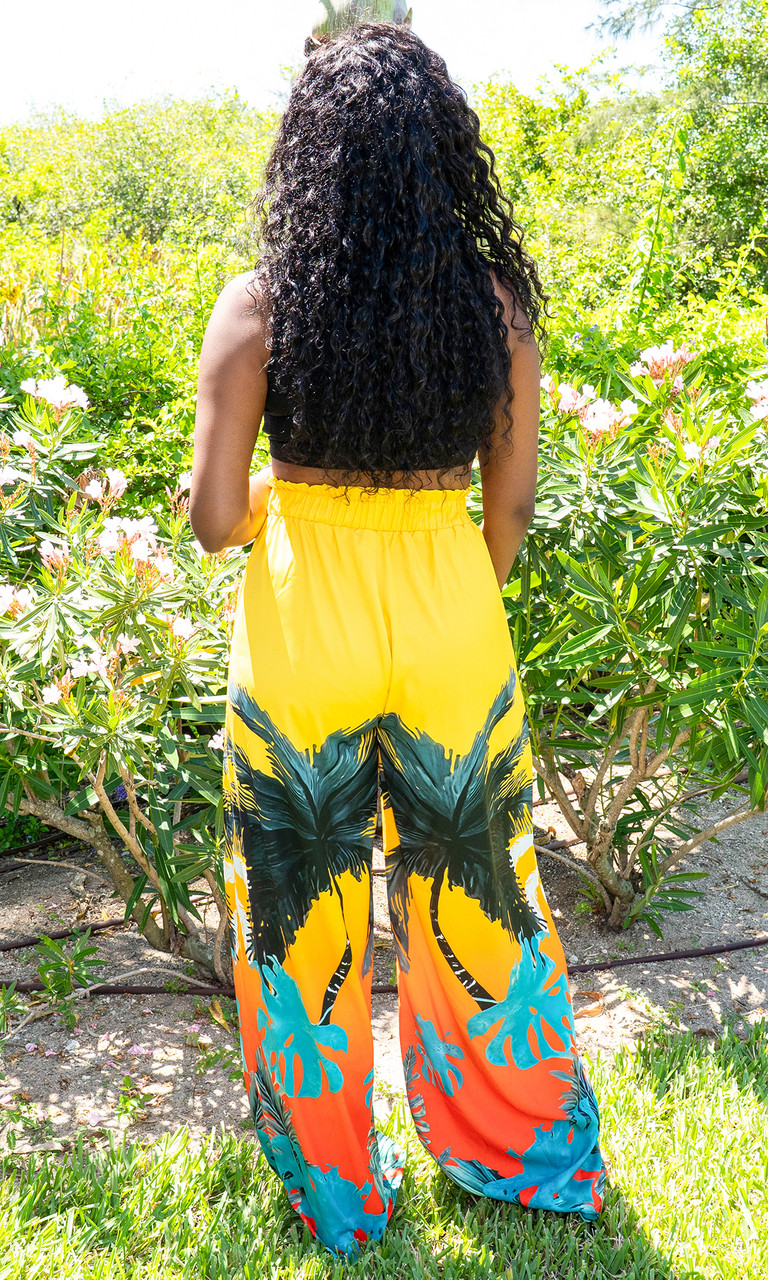Tropical Print Wide Leg Pants for Tall Women | Prissy Duck
