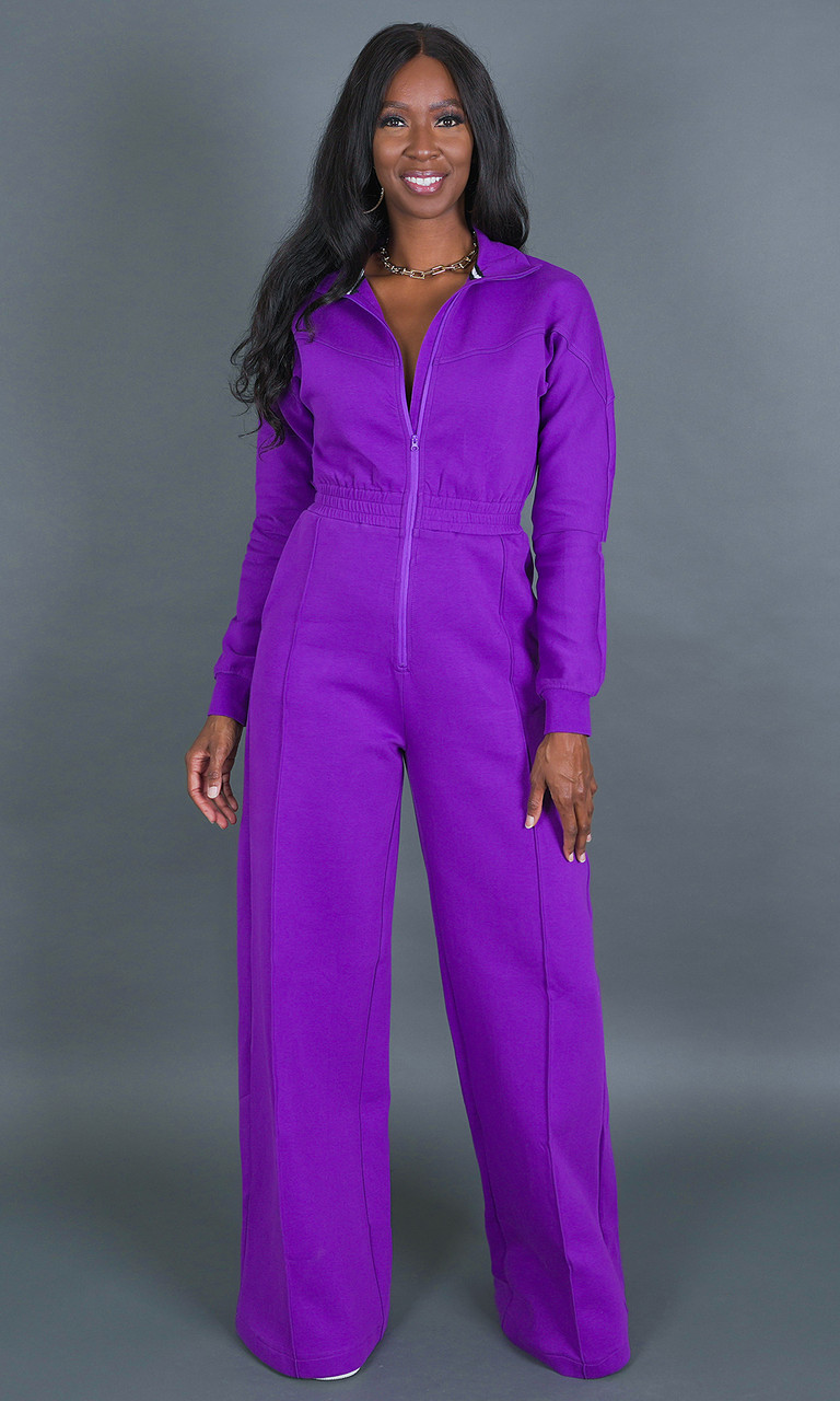 トップス THE SHISHIKUI VOLUMEY L.PURPLE Sweat Jumpsuit for Tall Women ? Purple | Prissy Duck