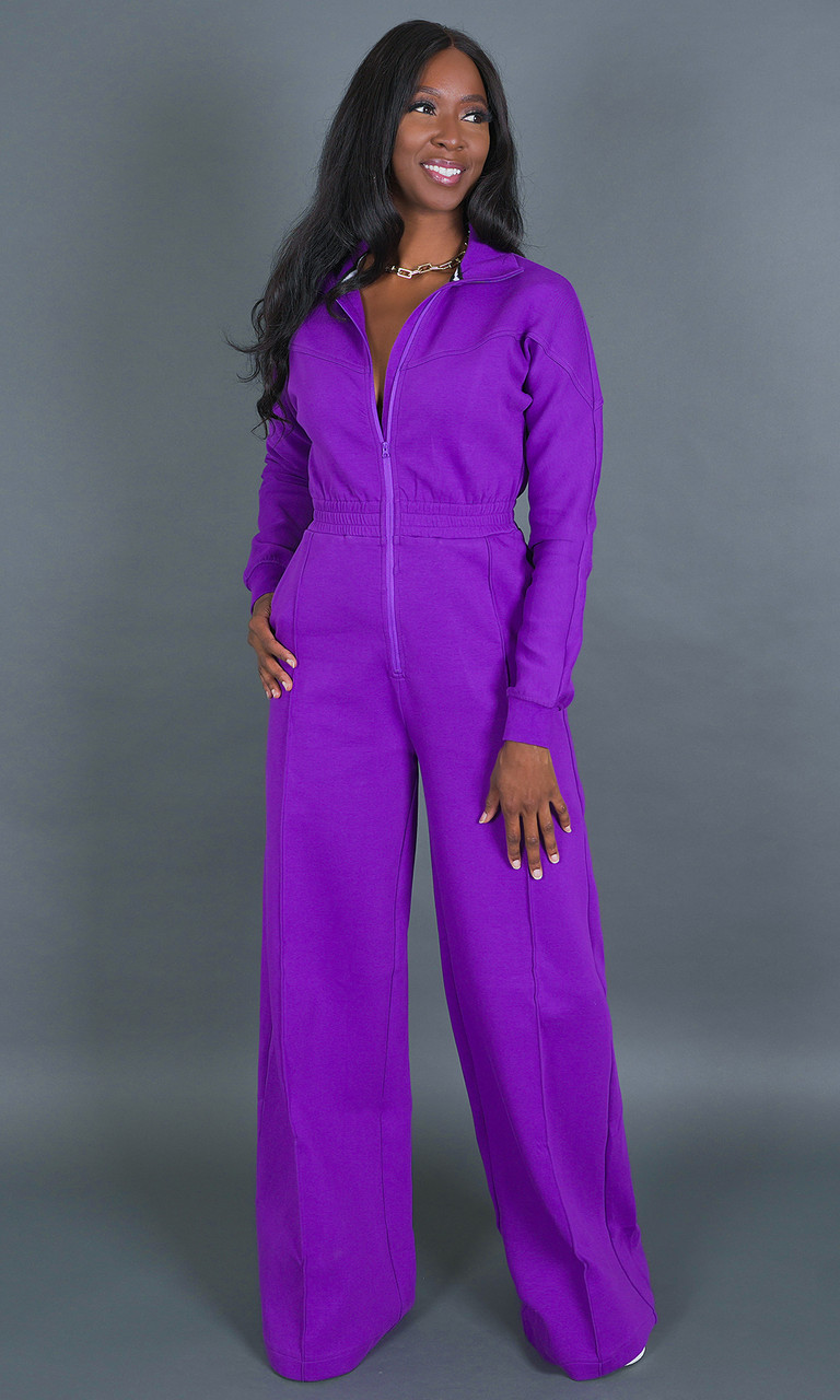 Every Day Sweat Jumpsuit - Purple