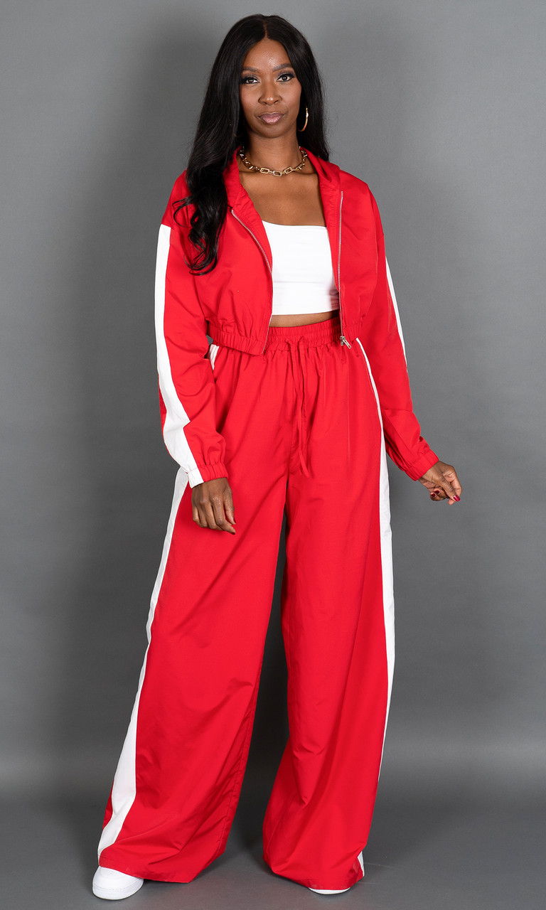 Chill Day Tracksuit - Red & White
