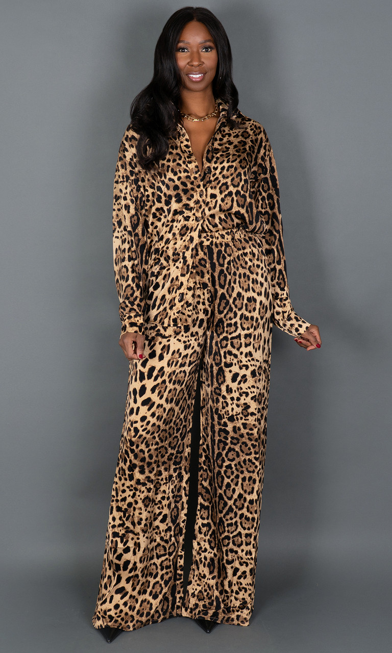 Leopard Print Pant Set for Tall Women | Prissy Duck