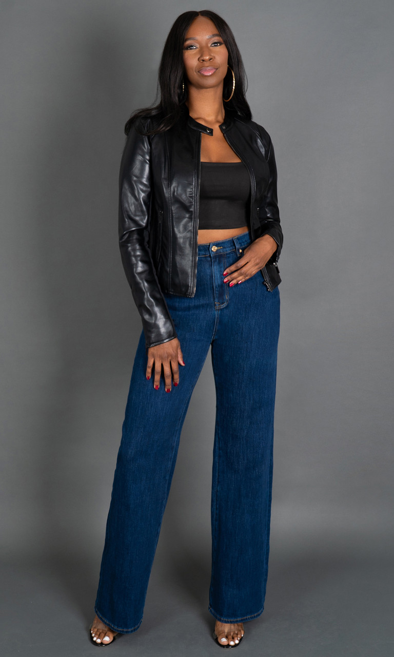 Quinn Faux Leather Jacket - Black