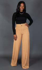   Double Button Pants - Tan