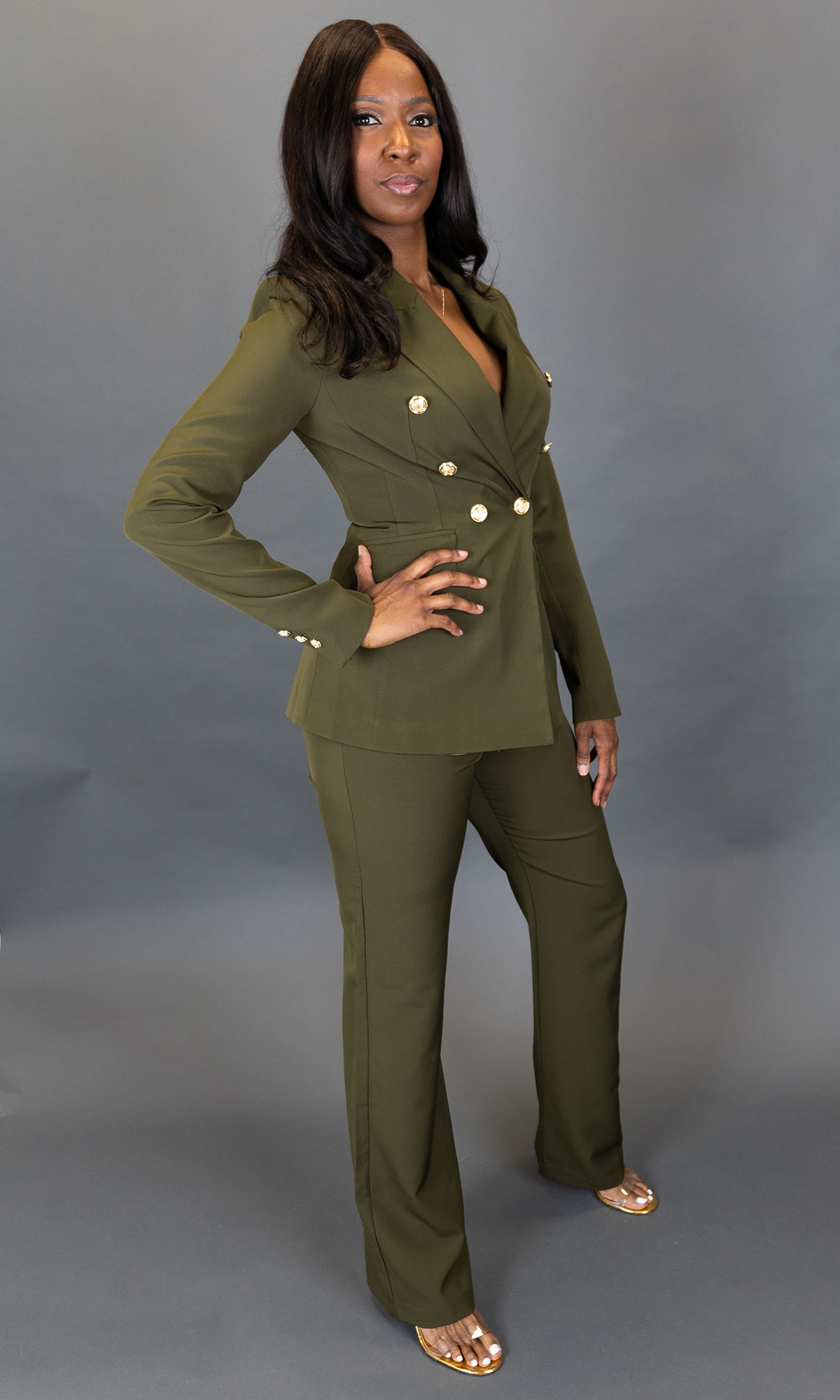 Tall Women's Olive Dress Pants | Tall Women's Clothing