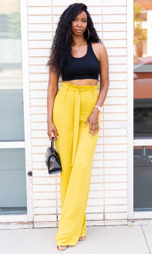 Harper Paper Bag Pants - Mustard