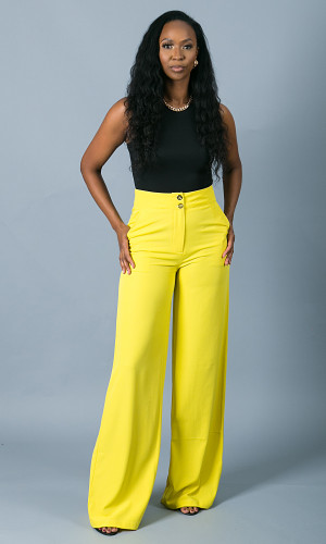   Double Button Pants - Yellow