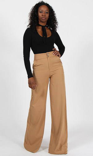   Double Button Pants - Tan