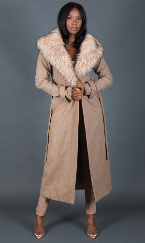   So Fancy Belted Coat - Oatmeal