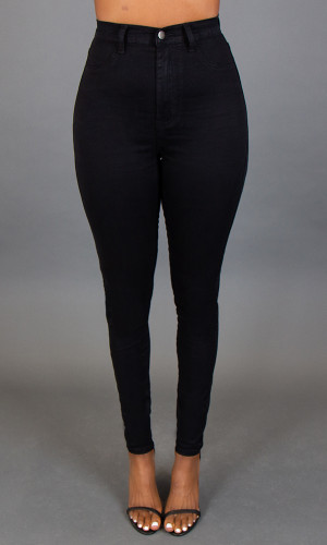 High Waist Skinny Jeans - Black