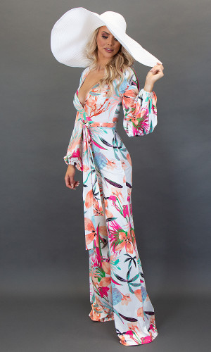  Maui Jumpsuit - White Tropical