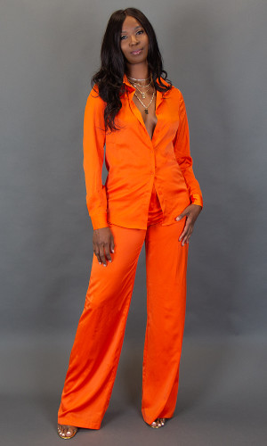   Stella Satin Pants - Orange