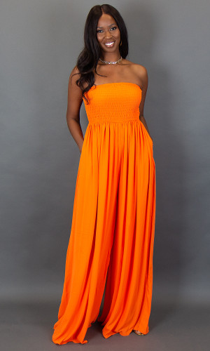  Venice Wide Leg Jumpsuit - Orange