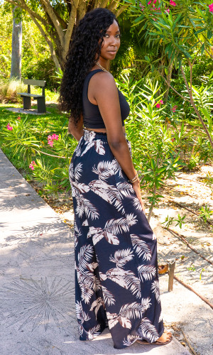 Florence Wide Leg Pants - Leaf Print