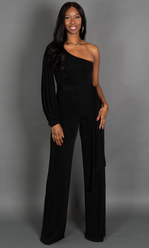 Amelia One Shoulder Jumpsuit - Black