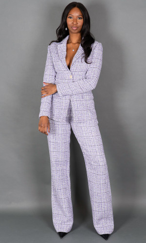 Penelope Tweed Blazer - Purple & White