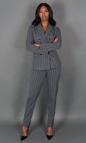 Blair Pinstripe Pants - Gray