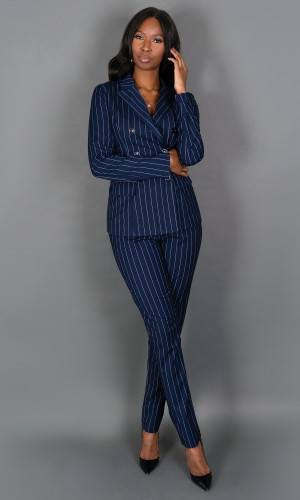 Blake Pinstripe Blazer - Navy