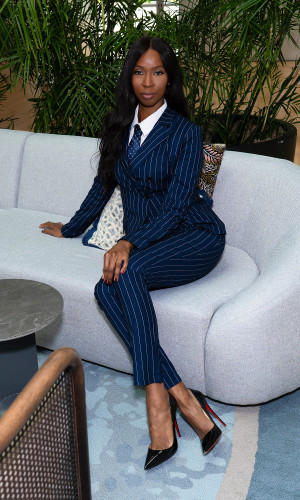 Blair Pinstripe Pants - Navy