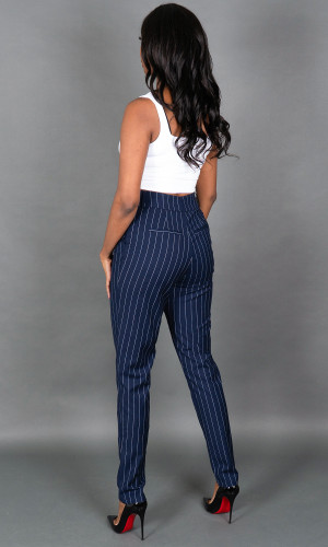 Blair Pinstripe Pants - Navy