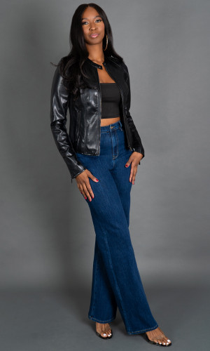 Quinn Faux Leather Jacket - Black