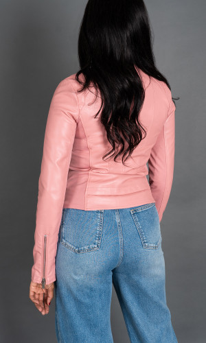 Quinn Faux Leather Jacket - Light Pink
