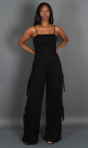 Street Chic Cargo Jumpsuit - Black