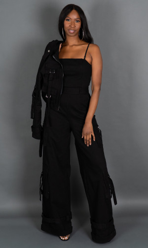 Street Chic Cargo Jumpsuit - Black