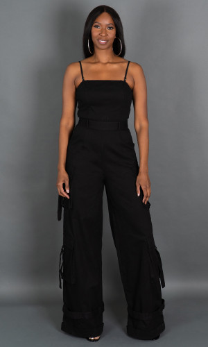 Street Chic Cargo Jumpsuit - Black