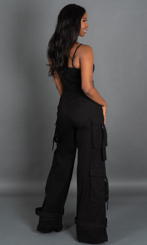 Street Chic Cargo Jumpsuit - Black