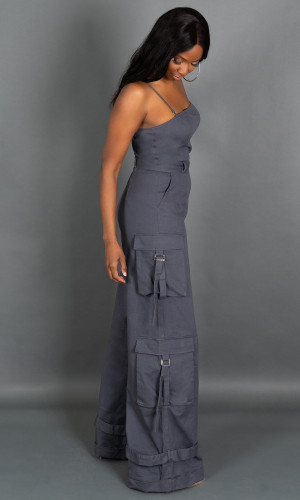 Street Chic Cargo Jumpsuit - Gray