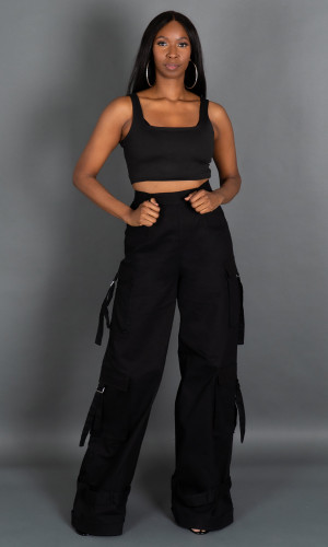 Street Chic Cargo Pants - Black