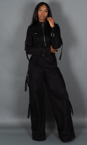 Street Chic Cargo Pants - Black