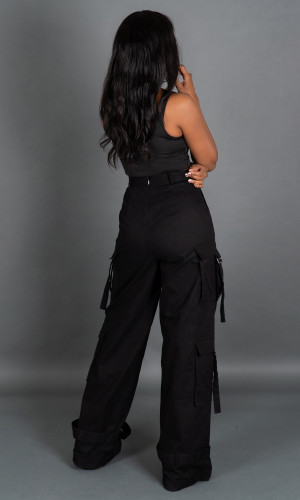Street Chic Cargo Pants - Black