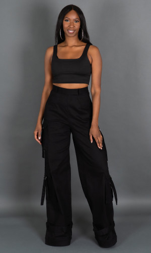 Street Chic Cargo Pants - Black