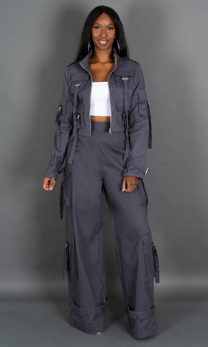 Street Chic Cargo Pants - Gray