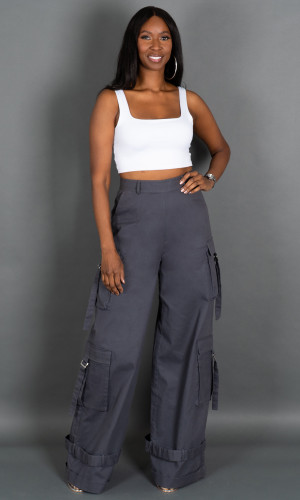 Street Chic Cargo Pants - Gray