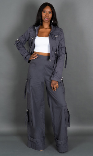 Street Chic Cargo Pants - Gray