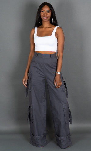 Street Chic Cargo Pants - Gray
