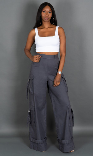 Street Chic Cargo Pants - Gray