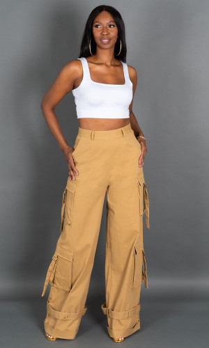 Street Chic Cargo Pants - Sand