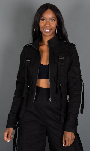 Street Chic Cargo Jacket - Black