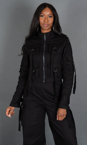 Street Chic Cargo Jacket - Black