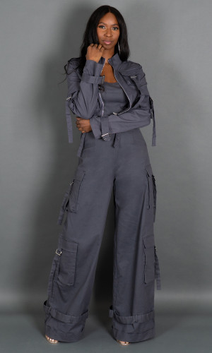 Street Chic Cargo Jacket - Gray