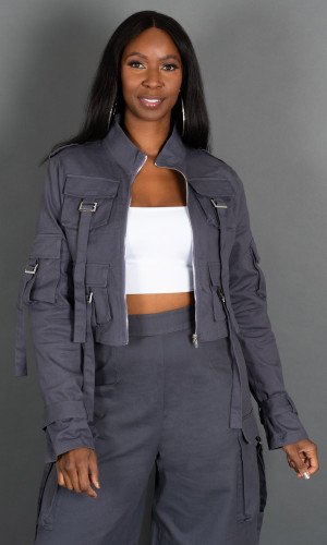 Street Chic Cargo Jacket - Gray
