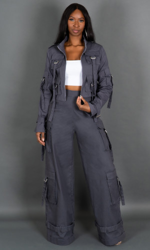 Street Chic Cargo Jacket - Gray