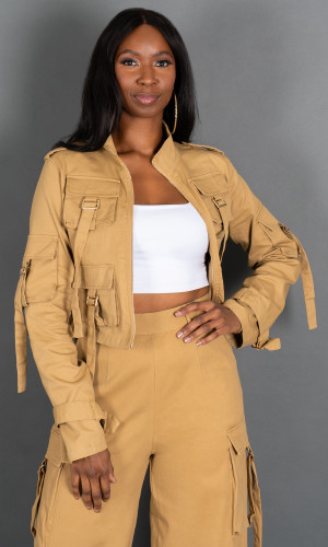 Street Chic Cargo Jacket - Sand
