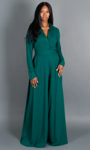 Scarlett Button Up Shirt - Hunter Green