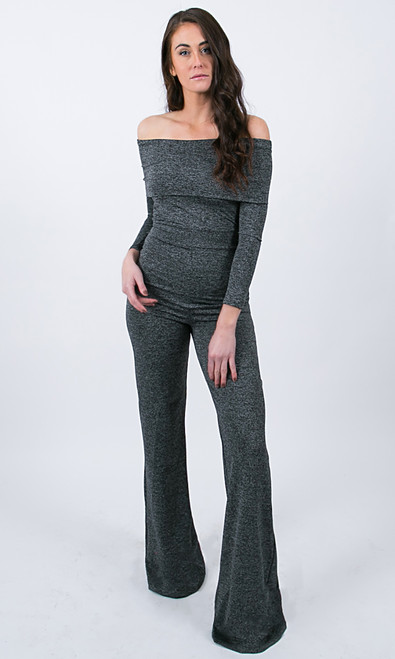 Piper Foldover Jumpsuit - Dark Gray