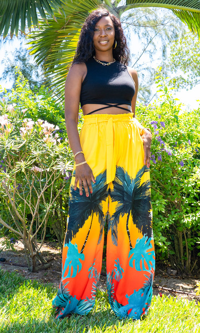 Tropical Print Wide Leg Pants for Tall Women | Prissy Duck